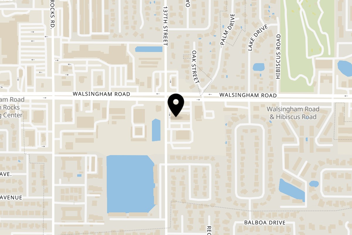 Map showing the location of Red Chillez Indian Cuisine on 13680 Walsingham Road in Largo